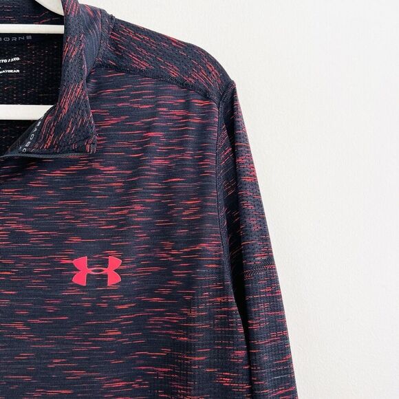 EUC Under Armour ThreadBorne Red & Black Seamless 1/4 Zip Long Sleeve - Picture 5 of 8